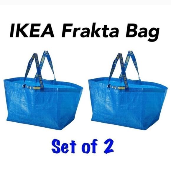IKEA Blue Tote Bag Set Of 2 New 19 Gallon Reusable - Picture 3 of 6